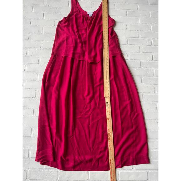 Soft Surroundings Bright Pink Fuchsia Chiffon Sleeveless Flowy Maxi Dress -sz M - Picture 4 of 5